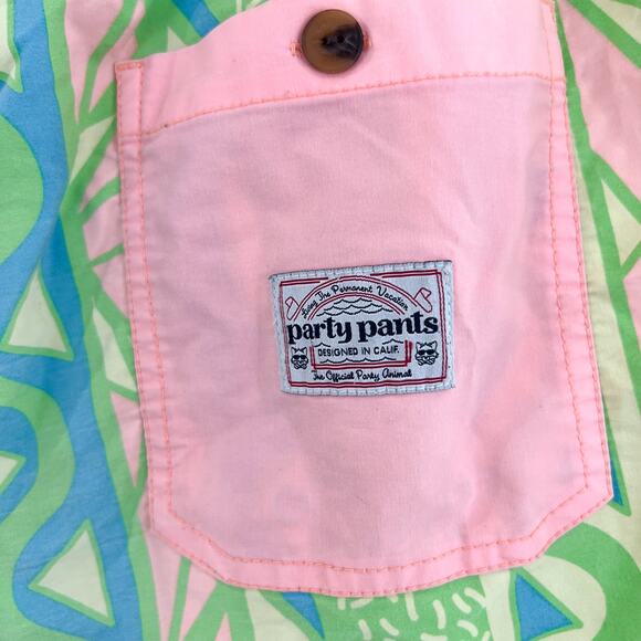 Party Pants Men's Vibrant Neon Swim Trunks XL Swimming Fun Print Pink Green 5" - Picture 7 of 8